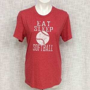Canvas Medium Red Softball Short Sleeve Tee